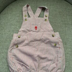 Janie and Jack Red and White Striped Overalls